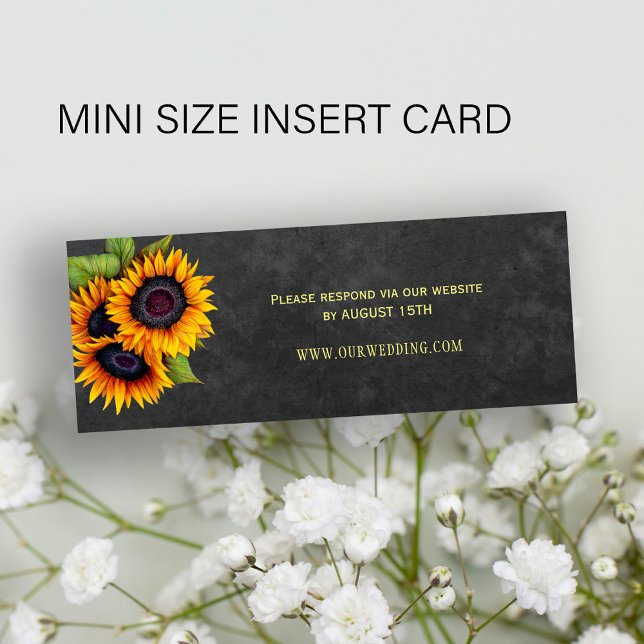 Rustic chalkboard sunflowers wedding website RSVP Mini Business Card (Creator Uploaded)