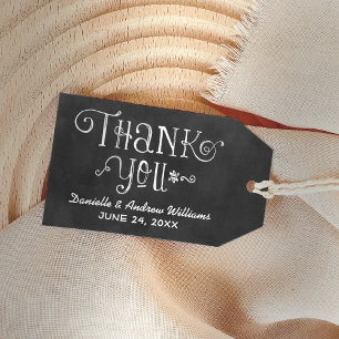 Rustic Chalkboard Thank You Monogram Wedding Favou Gift Tags