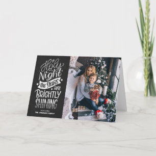 Rustic Chalkboard: The Holy Night Script Christmas Holiday Card