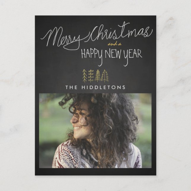 Rustic Chalkboard Typography Holiday Photo (Front)