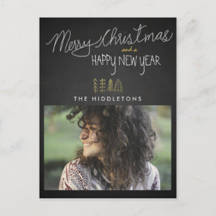 Rustic Chalkboard Typography Holiday Photo Postcard