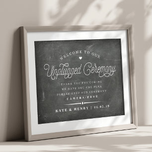 Rustic Chalkboard Unplugged Ceremony Poster 1