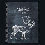 Rustic Chalkboard & Vintage Deer Recipe Cookbook  Notebook<br><div class="desc">A rustic design showcasing a chalkboard background with vintage deer illustration and script font. Personalise the custom cookbook to your text. Perfect gift for foodies,  cooks,  chefs,  lovers of food and the kitchen.</div>