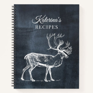 Rustic Chalkboard & Vintage Deer Recipe Cookbook  Notebook