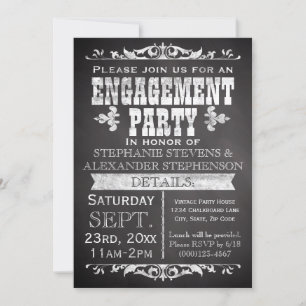 Rustic Chalkboard Vintage Engagement Party Invitation