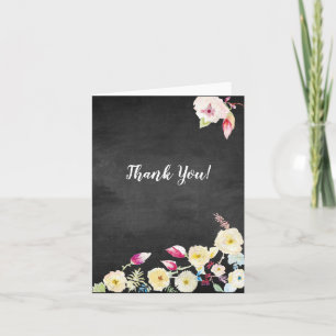 Rustic Chalkboard Vintage Floral Wedding Thank You Card