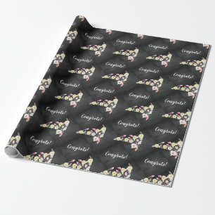 Rustic Chalkboard Vintage Floral Wedding Wrapping Paper