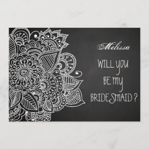 Rustic Chalkboard Vintage Paisley Bridesmaid Invitation
