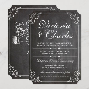 Rustic Chalkboard Vintage Typography Invite