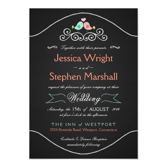 Rustic Chalkboard Wedding LoveBirds Card