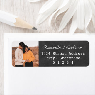 Rustic Chalkboard Wedding Photo Return Address