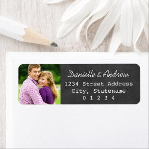 Rustic Chalkboard Wedding Photo Return Address