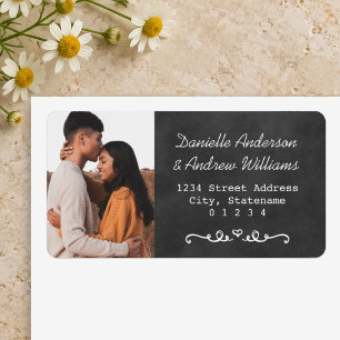 Rustic Chalkboard Wedding Photo Return Address Label