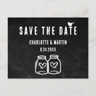 Rustic Chalkboard Wedding Save The Date Postcard