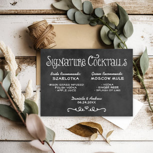 Rustic Chalkboard Wedding Signature Cocktails Sign