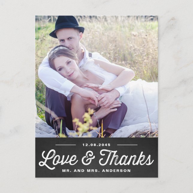 RUSTIC CHALKBOARD | WEDDING THANK YOU POSTCARD (Front)
