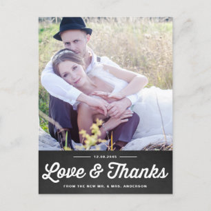 RUSTIC CHALKBOARD WEDDING THANK YOU POSTCARD