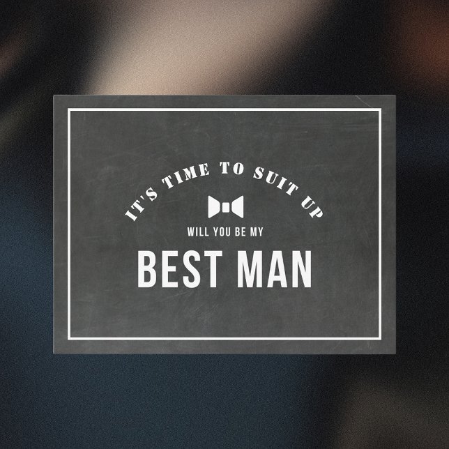Rustic Chalkboard Will You Be My Best Man Invitation Postcard (Creator Uploaded)
