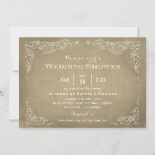 Rustic Champagne Gold Vineyard Wedding Shower Invitation