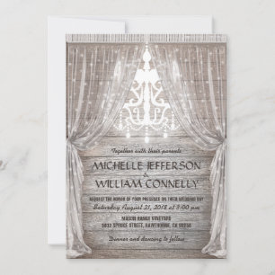 Rustic Chandelier Barn Drapery Wedding Invitation