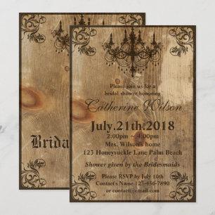 Rustic Chandelier Bridal Shower Invitation RSVP