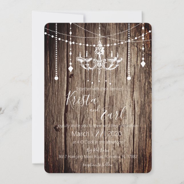 Rustic Chandelier County Wedding Invitations (Front)