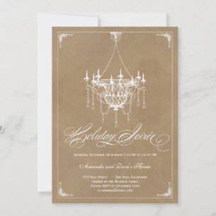 Rustic Chandelier Holiday Invitation - Crafty