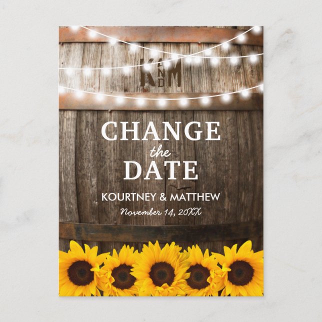 Rustic Change the Date | Event Postponed Announcement Postcard (Front)