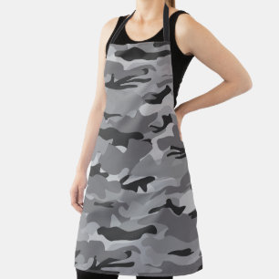 Rustic Charcoal Black and Grey Camo Pattern Apron
