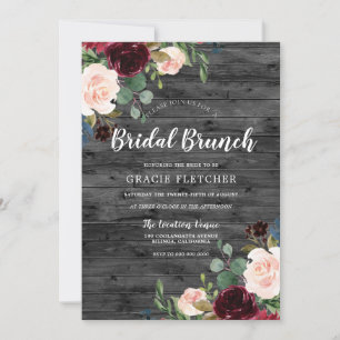 Rustic Charcoal Blush & Burgundy Bridal Shower Invitation