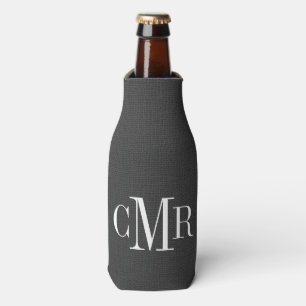 Rustic Charcoal Classic Monogram Bottle Cooler