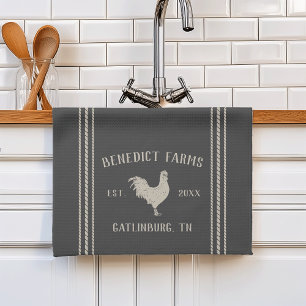 Rustic Charcoal Personalised Farm Name & Town Tea Towel