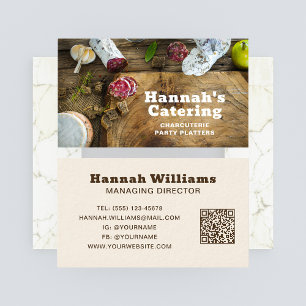 Rustic Charcuterie Catering Wood Photo Business Card