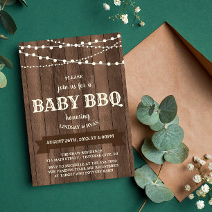 Rustic Charm BBQ Baby Shower Invitation