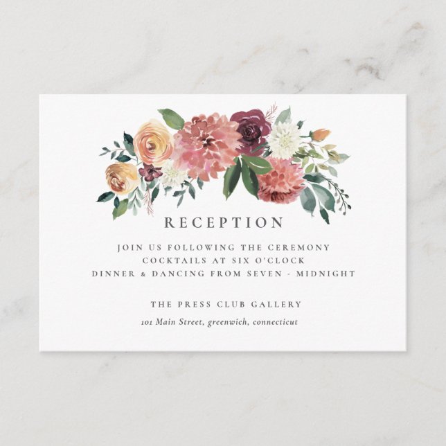 Rustic Charm Burgundy Blush Pink Floral Wedding Enclosure Card (Front)