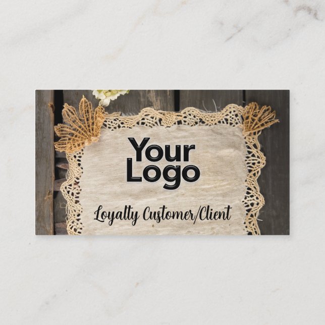 Rustic Charm Burlap & Lace Barn Wood  Enclosure Card (Back)