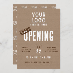 Rustic Charm Business Logo Grand Opening Invitation
