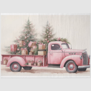 Rustic Charm: Christmas Tree Farm Pink Truck Tissue Paper