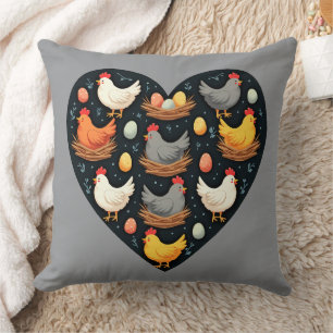 Rustic Charm Cottagecore Farm Chicken Pattern Cushion