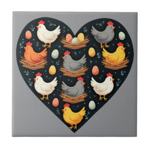 Rustic Charm Cottagecore Farm Chicken Pattern Tile