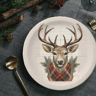 Rustic Charm Farmhouse Treasures with Plaid Deer Paper Plate