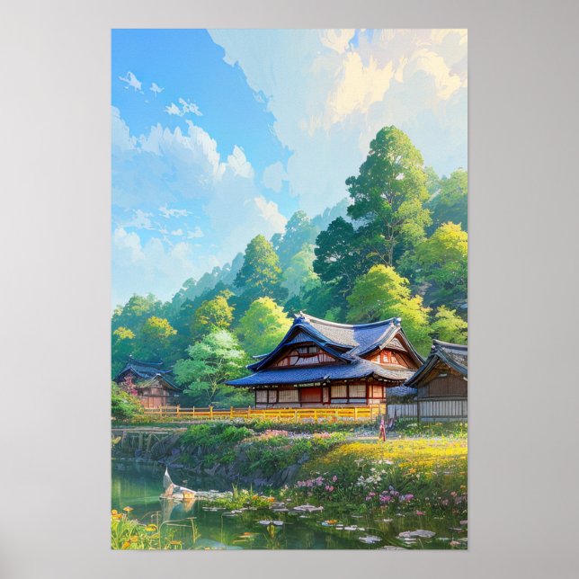 Rustic Charm of Countryside Village Poster (Front)