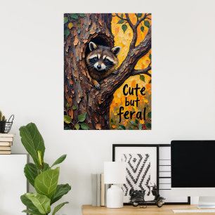 Rustic Charm: Raccoon in the Wilderness Poster