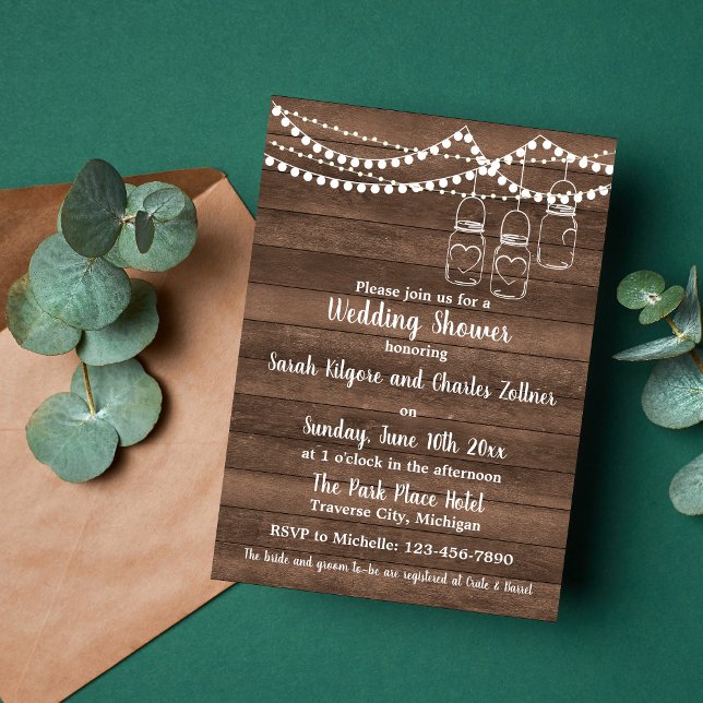 Rustic Charm String Lights Couple's Shower Invitation (Creator Uploaded)