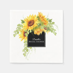 Rustic Charm Sunflowers Bridal Shower Napkin
