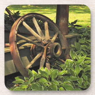 Rustic Charm – Weathered Wagon Wheel Photography Coaster