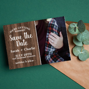 Rustic Charm Wood Photo Wedding Save The Date