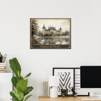 Rustic Château de Vizille Vintage French Castle Poster