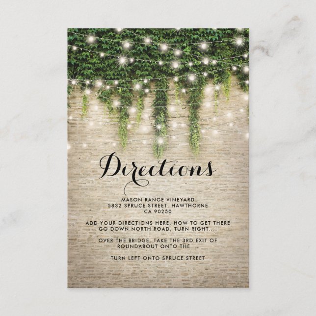 Rustic Chateau Stone Church Wedding Directions Enclosure Card (Front)