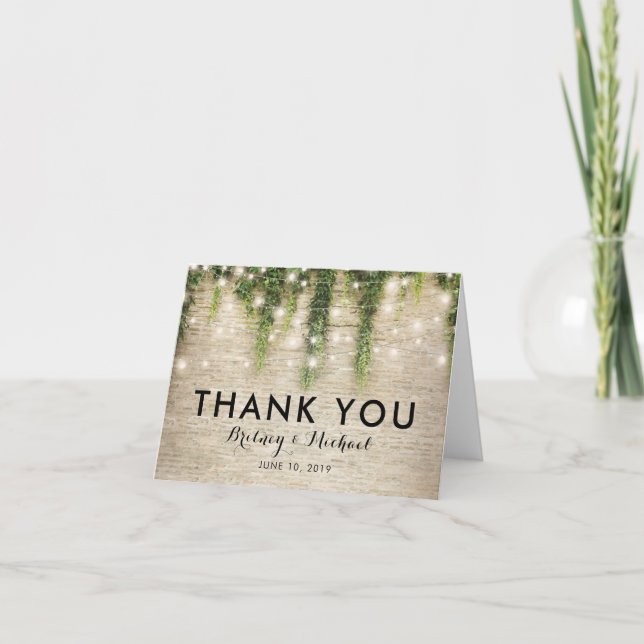 Rustic Chateau Stone Church Wedding Thank You Card (Front)